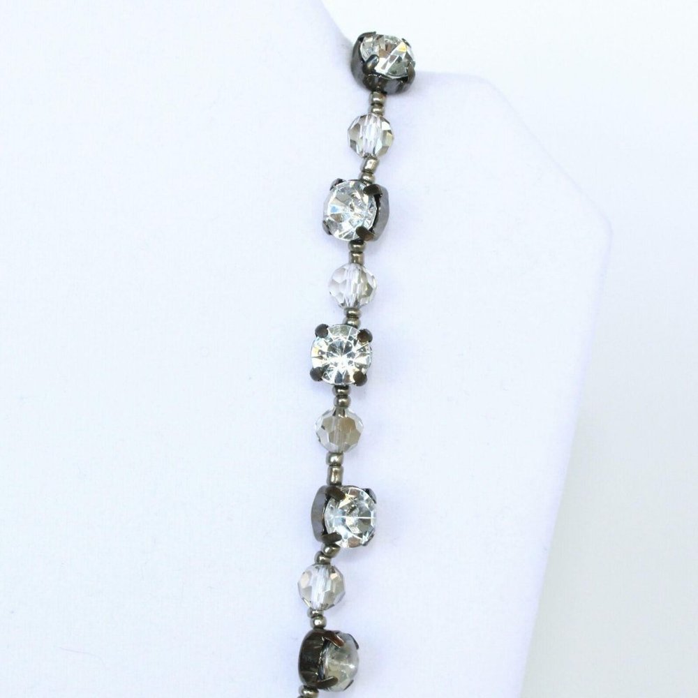 Ann Taylor Loft Opera Necklace Beaded Chaton Cryst - Picture 3 of 13